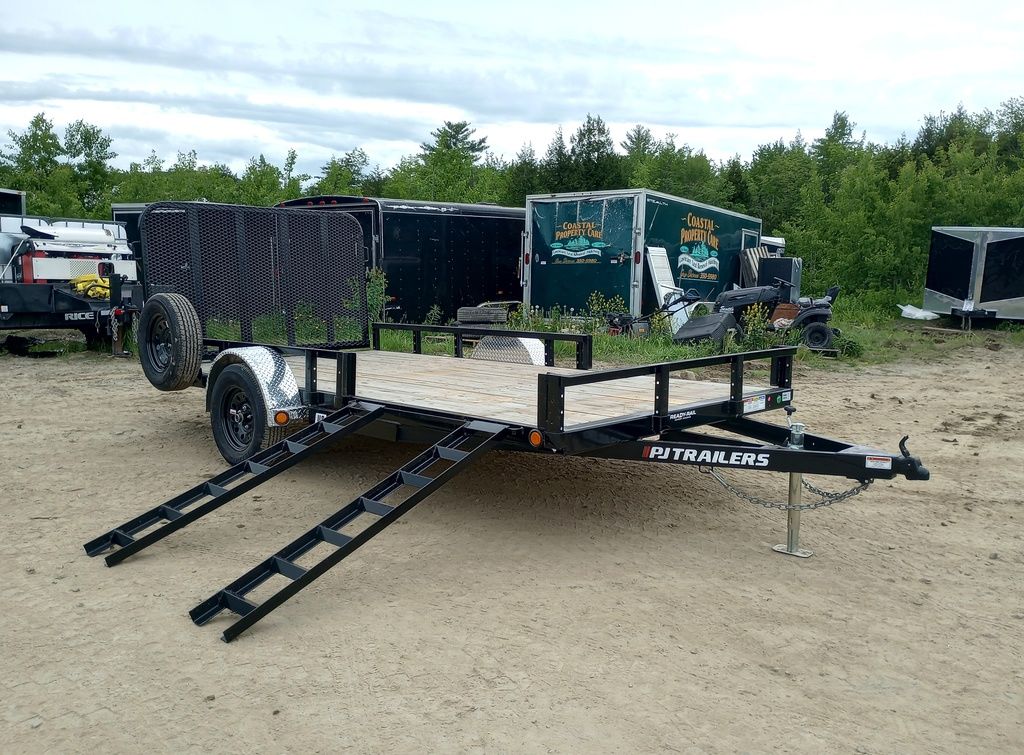 2024 PJ Trailers 7×14 Powder Coated Open Utility w/Rear Ramp Gate, ATV Side Loading Ramps - Image 12